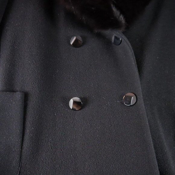 VTG PAVILION 50s-60s Full Length Black Wool Coat Black Fur* Collar MED* EUC ANB - Picture 9 of 12